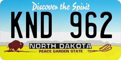 ND license plate KND962