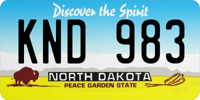 ND license plate KND983