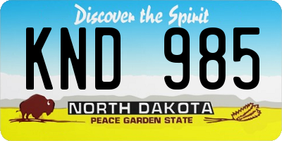 ND license plate KND985