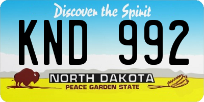 ND license plate KND992