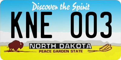 ND license plate KNE003