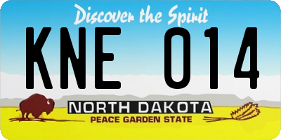 ND license plate KNE014