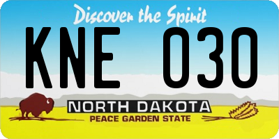 ND license plate KNE030