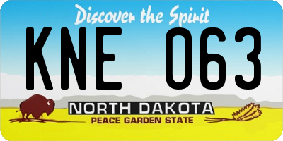 ND license plate KNE063