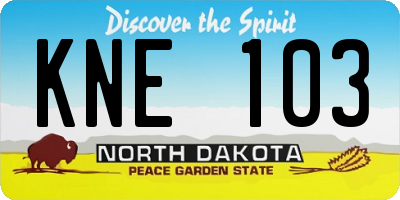 ND license plate KNE103