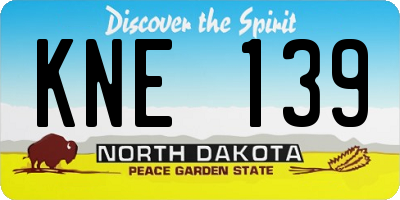 ND license plate KNE139