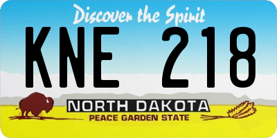 ND license plate KNE218