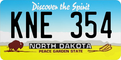 ND license plate KNE354