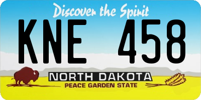 ND license plate KNE458