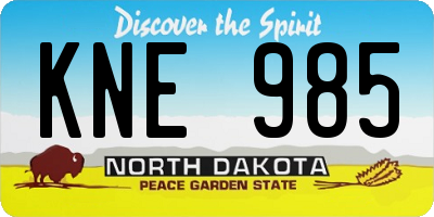 ND license plate KNE985