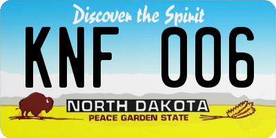 ND license plate KNF006