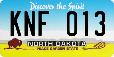 ND license plate KNF013
