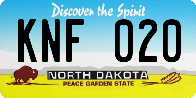 ND license plate KNF020