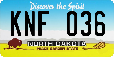 ND license plate KNF036