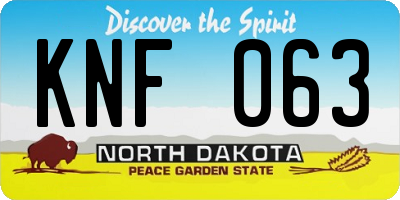 ND license plate KNF063