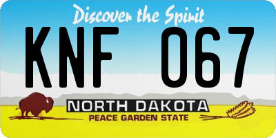 ND license plate KNF067