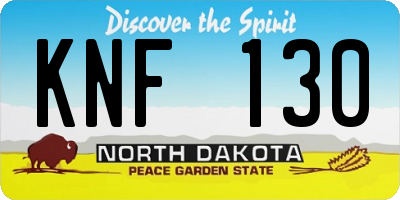 ND license plate KNF130