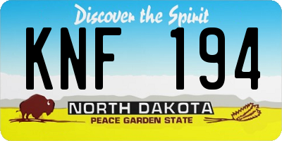 ND license plate KNF194