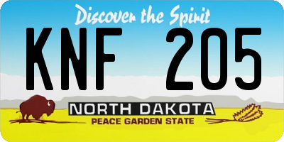 ND license plate KNF205