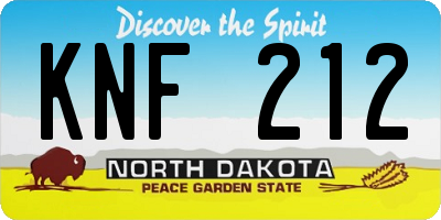 ND license plate KNF212