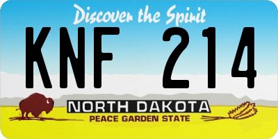 ND license plate KNF214