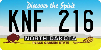 ND license plate KNF216