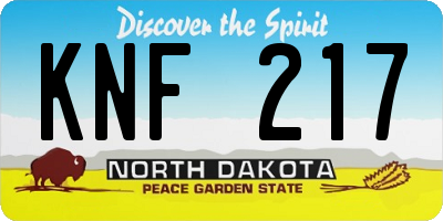 ND license plate KNF217