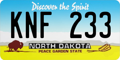 ND license plate KNF233