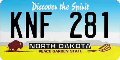 ND license plate KNF281