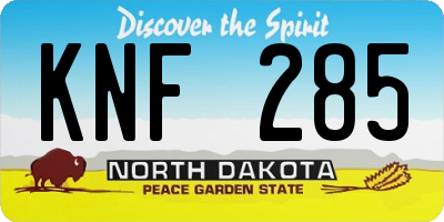 ND license plate KNF285