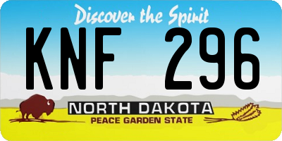 ND license plate KNF296
