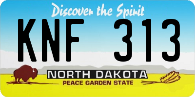 ND license plate KNF313