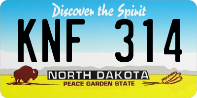 ND license plate KNF314