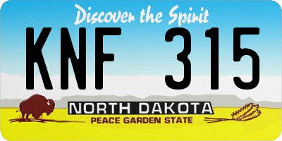 ND license plate KNF315