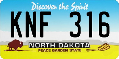 ND license plate KNF316