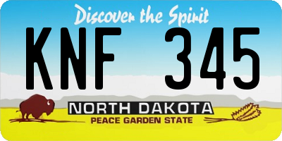 ND license plate KNF345