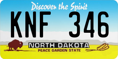 ND license plate KNF346