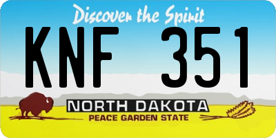 ND license plate KNF351