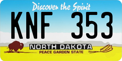 ND license plate KNF353