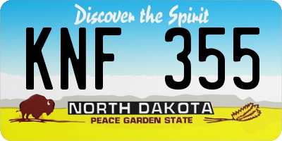 ND license plate KNF355