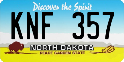 ND license plate KNF357