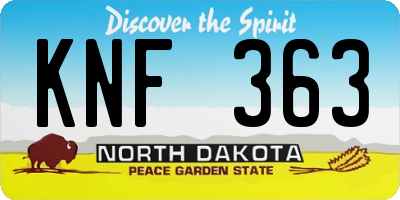 ND license plate KNF363