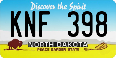 ND license plate KNF398