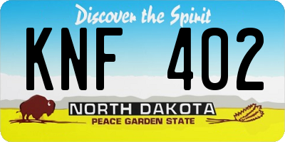 ND license plate KNF402
