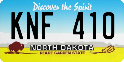 ND license plate KNF410