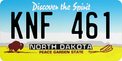 ND license plate KNF461