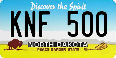 ND license plate KNF500