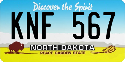 ND license plate KNF567