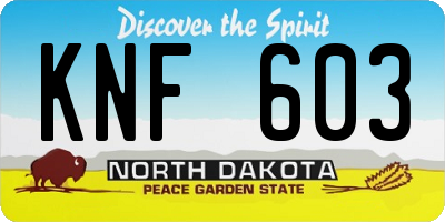 ND license plate KNF603
