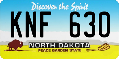 ND license plate KNF630